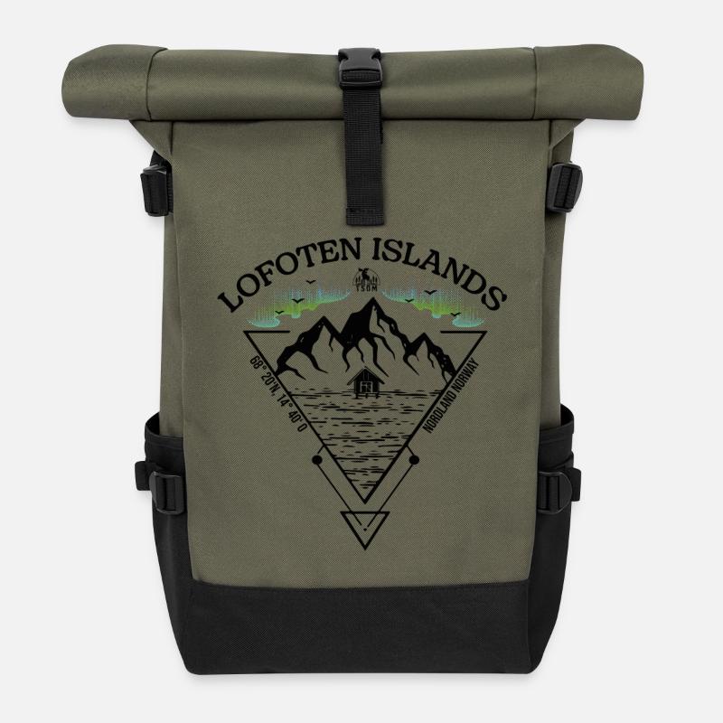 Lofoten Islands - black - Rolltop Rucksack - Olive/Schwarz