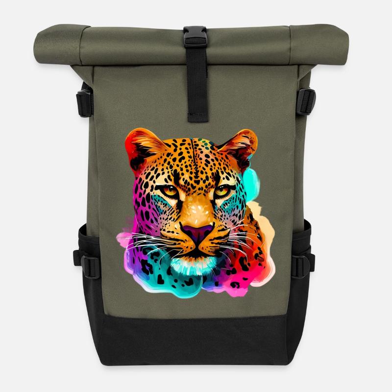 Leopard - Rolltop Rucksack - Olive/Schwarz