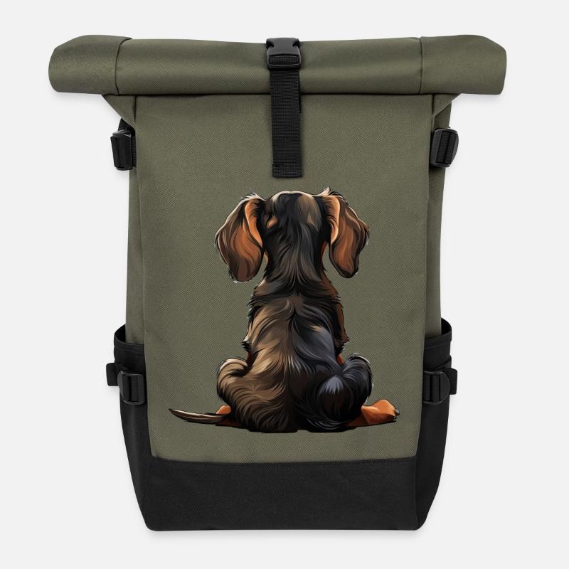 Dackel - Rolltop Rucksack - Olive/Schwarz