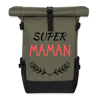 MAMIE - Sac à dos roll top - olive/noir - Devant