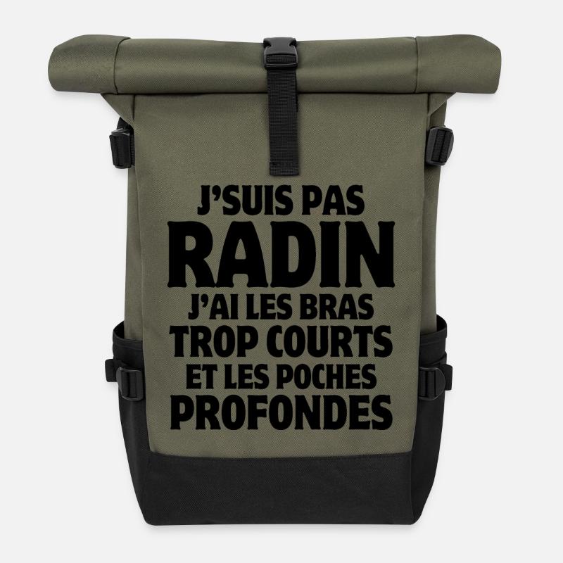 Geizig, ich bin eine Zange, geiziger Humor - Rolltop Rucksack - Olive/Schwarz