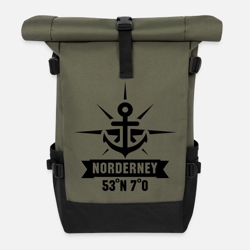 Norderney 53 degrés Nord 7 degrés Est - Sac à dos roll top - olive/noir