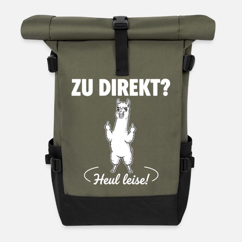 Direkte Alpaka-Ansage - Rolltop Rucksack - Olive/Schwarz