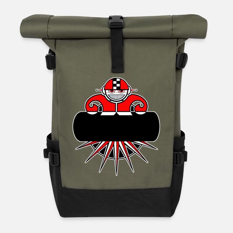 Anpassbarer stilisierter Roboter - Rolltop Rucksack - Olive/Schwarz