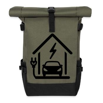 Electric mobility charging station - Roll Top Backpack - olive/black - Front