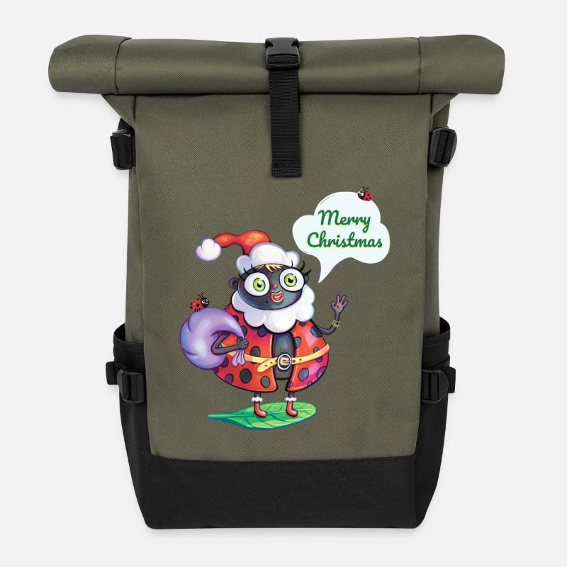 Santa Marienkäfer Weihnachten - Rolltop Rucksack - Olive/Schwarz