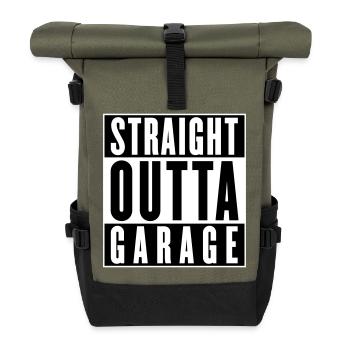 Straight outta Garage (Farben änderbar) - Rolltop Rucksack - Olive/Schwarz - Vorne