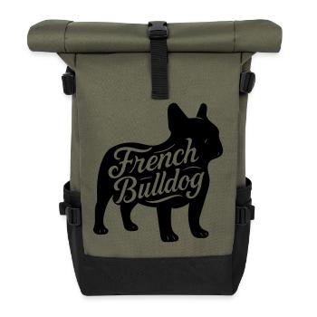 French bulldog frenchi Bully Bulldogge hundeshirt - Rolltop Rucksack - Olive/Schwarz - Vorne