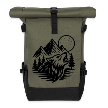 Loup de pleine lune - Sac à dos roll top - olive/noir - Devant