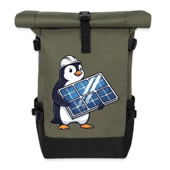Funny Penguin Installer Electrician Solar - Roll Top Backpack - olive/black - Front