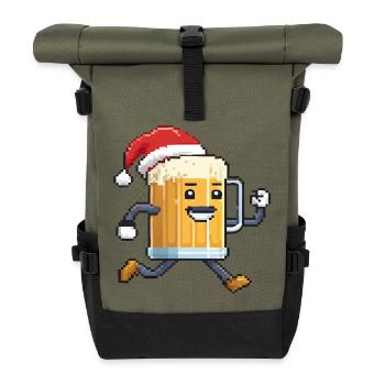Witziges Weihnachts-Bier - Ugly Christmas - Rolltop Rucksack - Olive/Schwarz - Vorne