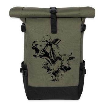 The Three Cows - Roll Top Backpack - olive/black - Front
