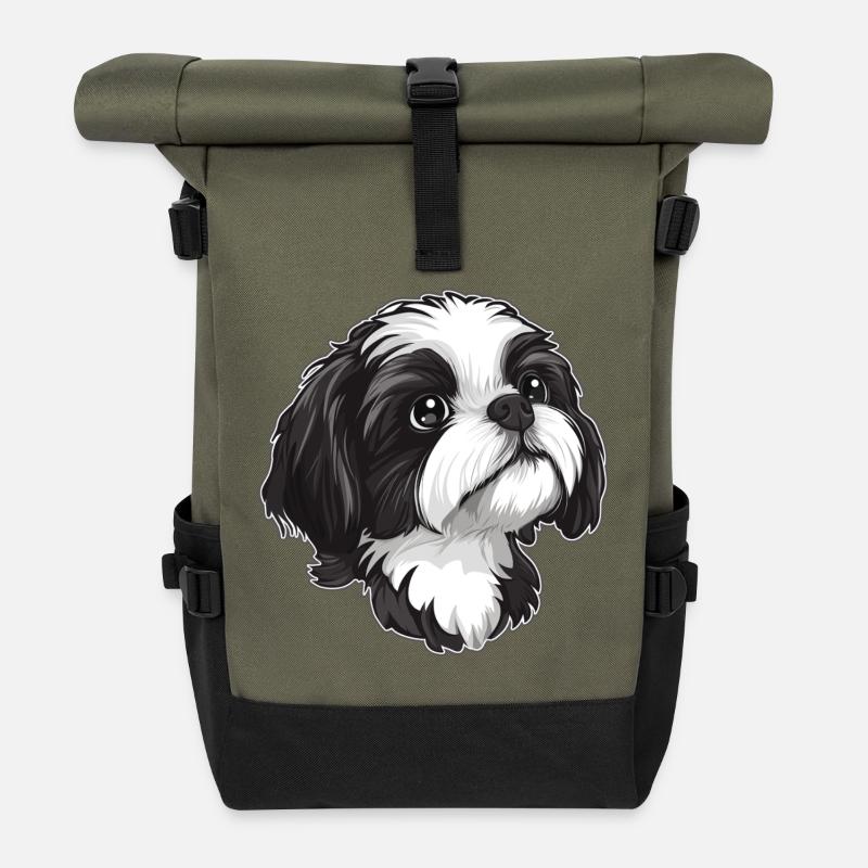 Shih Tzu - Rolltop Rucksack - Olive/Schwarz