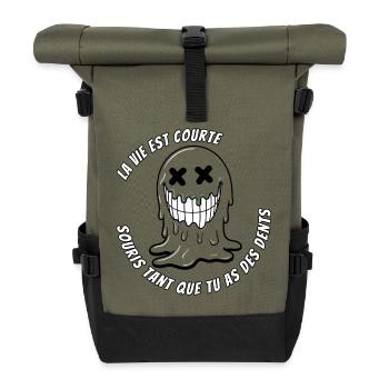Life is courte.TR - Roll Top Backpack - olive/black - Front