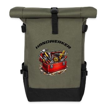 Dessin animé de la boîte à outils à fenêtres manuelles - Sac à dos roll top - olive/noir - Devant