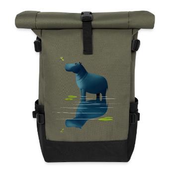 Nilpferd und Libelle - Rolltop Rucksack - Olive/Schwarz - Vorne