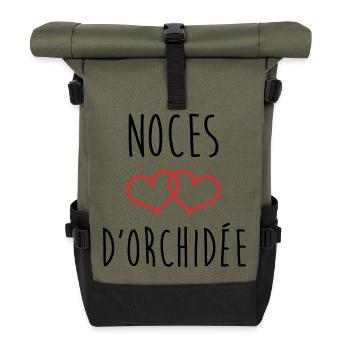 Orchid Wedding 55 years of marriage - Roll Top Backpack - olive/black - Front