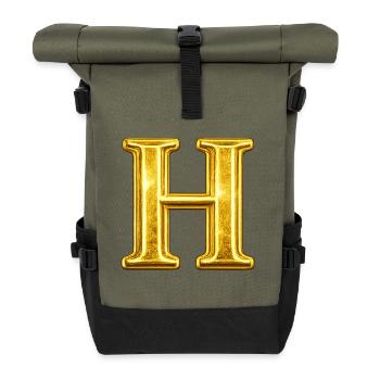 Monogramme en H d’or - Sac à dos roll top - olive/noir - Devant