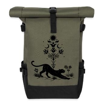 Cosmic Leopard Boho - Rolltop Rucksack - Olive/Schwarz - Vorne
