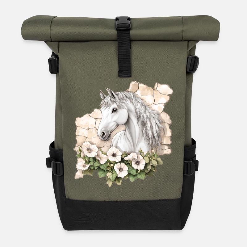 Pferd - Rolltop Rucksack - Olive/Schwarz