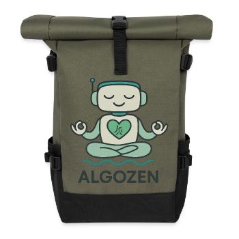 Roboter-Zen - Rolltop Rucksack - Olive/Schwarz - Vorne