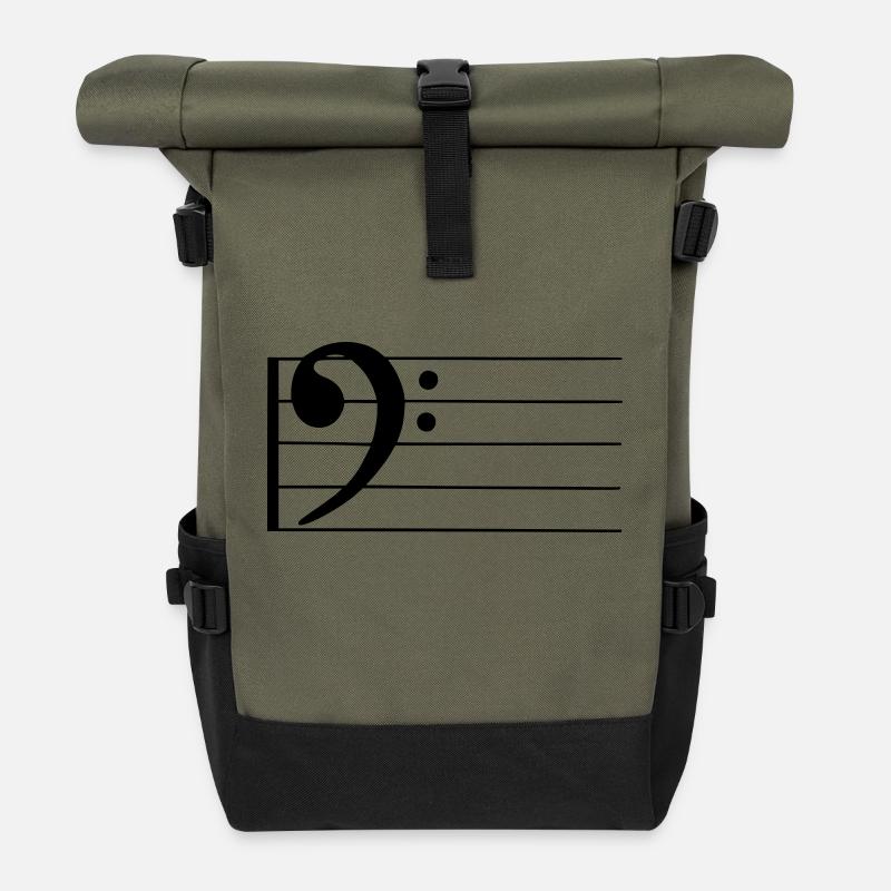 bass - Notenschlüssel - Rolltop Rucksack - Olive/Schwarz