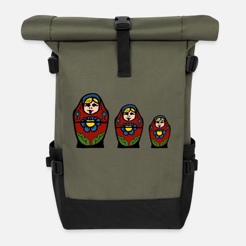 matryoshka - Roll Top Backpack - olive/black