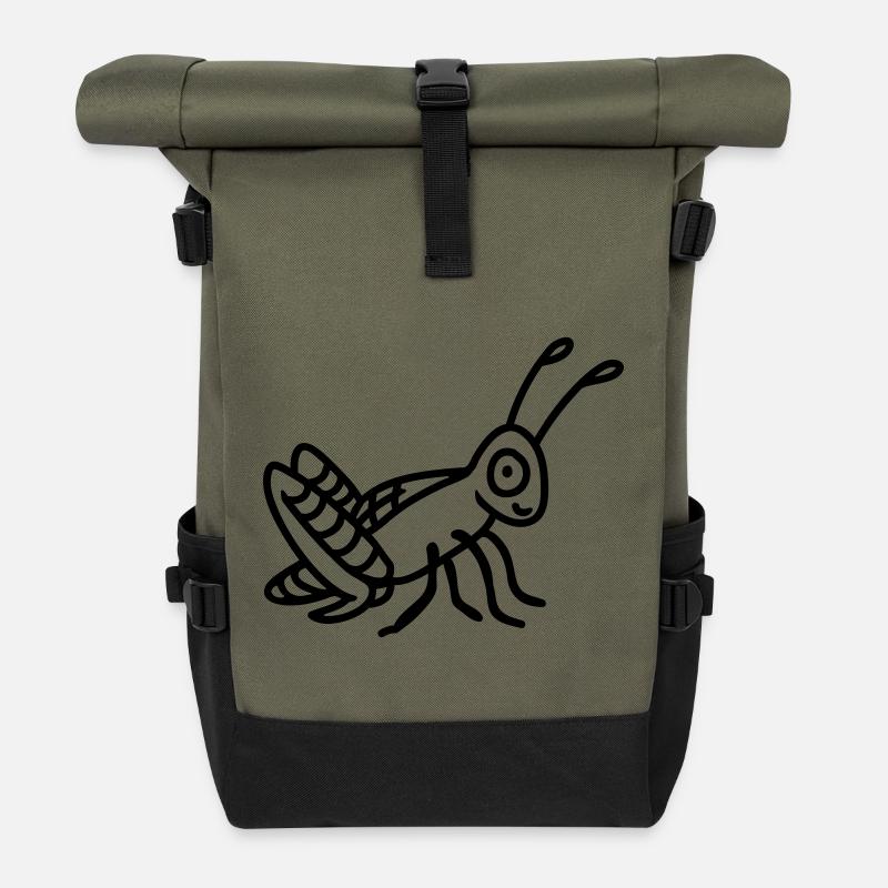 Grashüpfer - line - Rolltop Rucksack - Olive/Schwarz