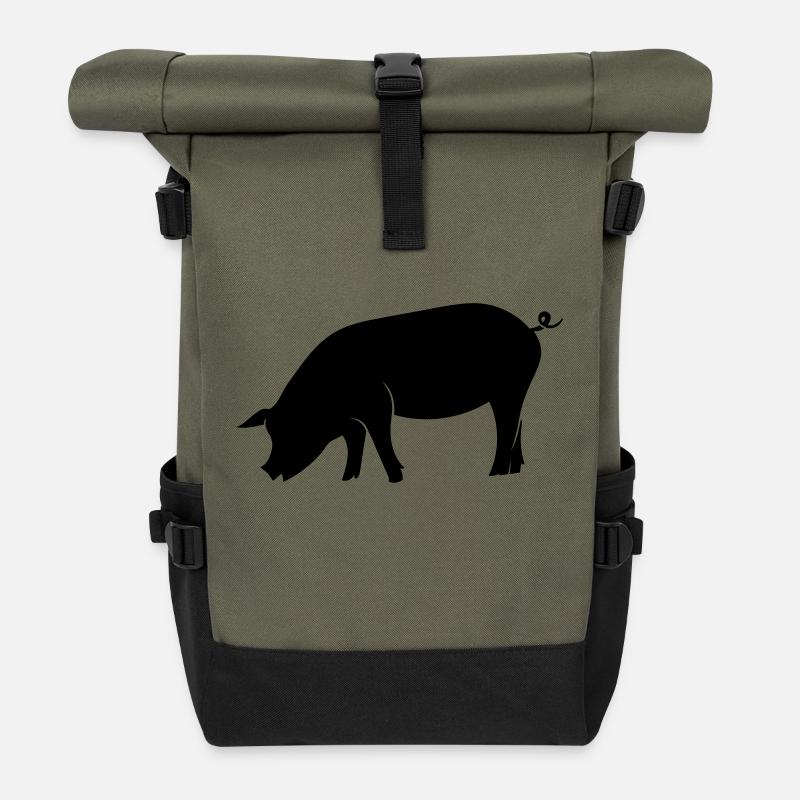 Schwein - Rolltop Rucksack - Olive/Schwarz