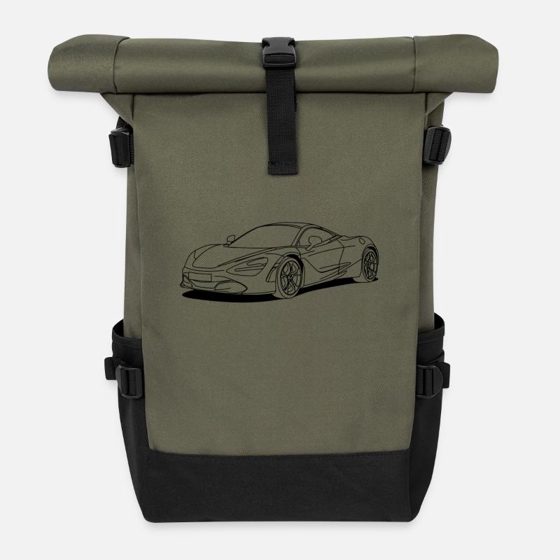 720s outline - Roll Top Backpack - olive/black