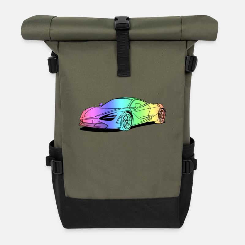 720s Coupe colourful - Roll Top Backpack - olive/black