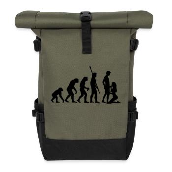 evolution_sucks_a_1c - Roll Top Backpack - olive/black - Front