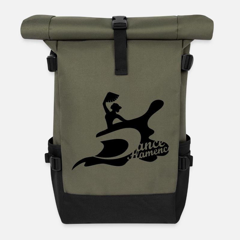 Eine Flamenco Tänzerin mit Fächer - Rolltop Rucksack - Olive/Schwarz
