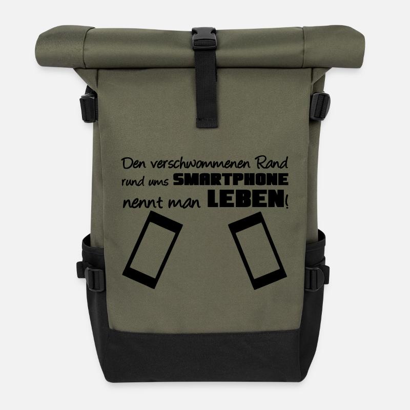 Smartphone Spruch Handy Nerd Geschenk lustig - Rolltop Rucksack - Olive/Schwarz