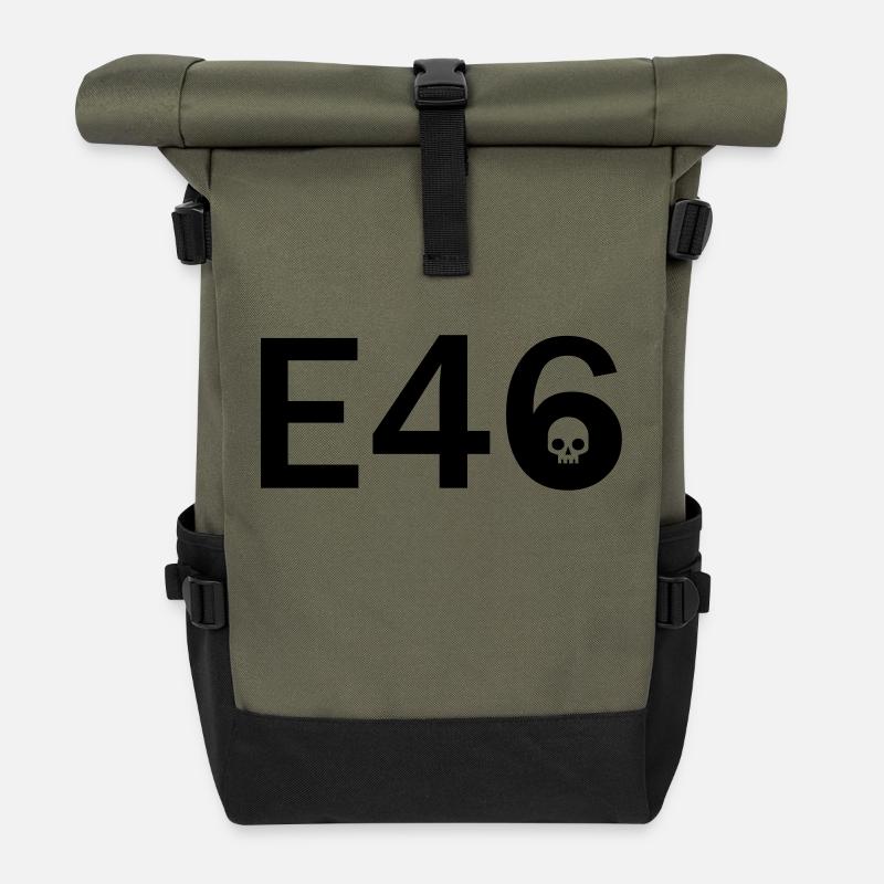 E46 Skull Tribal Art - Rolltop Rucksack - Olive/Schwarz