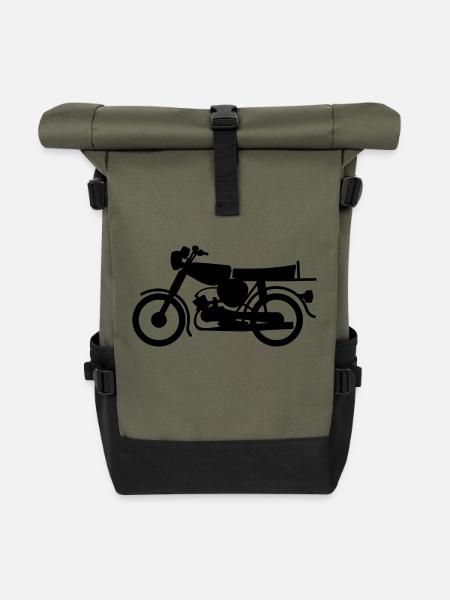 Simson ohne Fahrer - Rolltop Rucksack - Olive/Schwarz
