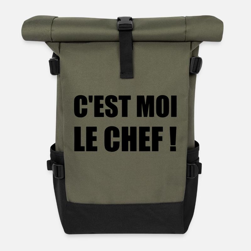 C'est moi le chef - Humour - Drôle - Blague - Fun - Sac à dos roll top - olive/noir