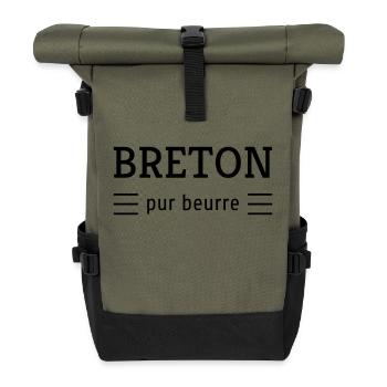 Bretagne / Breton / Bretonne / BZH / Breizh - Sac à dos roll top - olive/noir - Devant