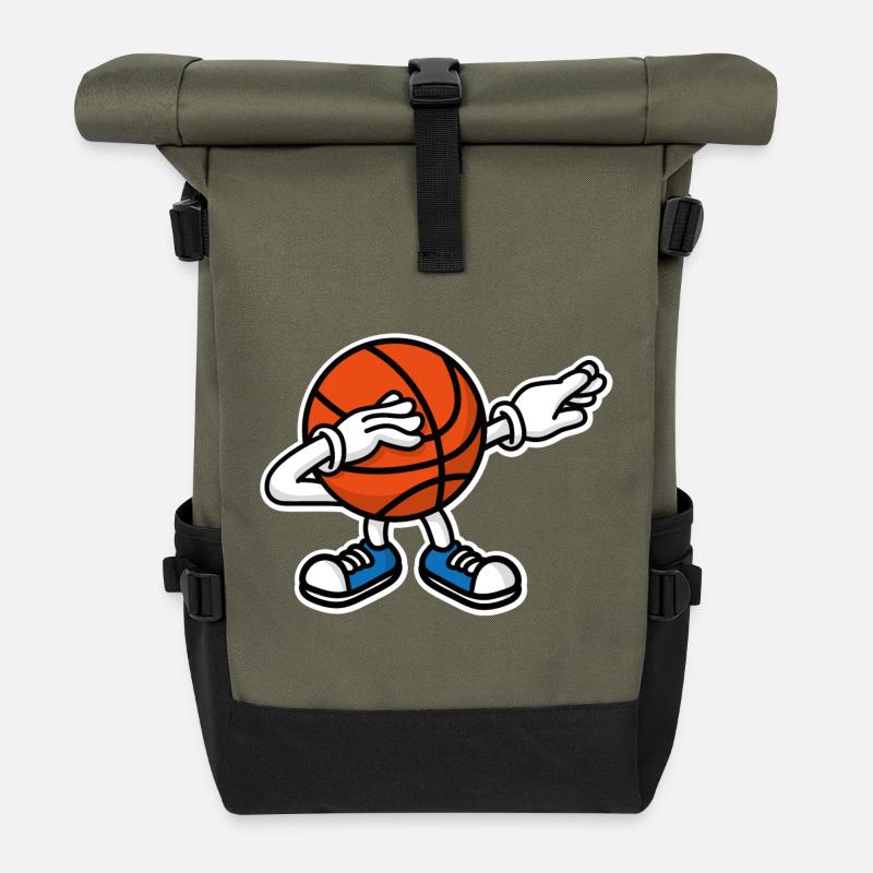 Dab dabbing basketball ball﻿ - Rolltop Rucksack - Olive/Schwarz