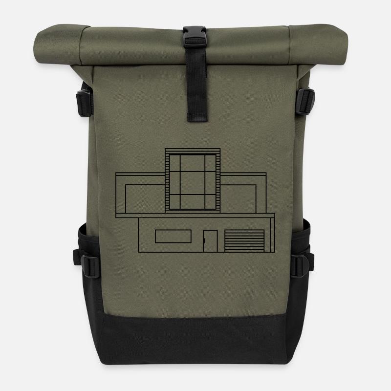 Modernes Haus - Rolltop Rucksack - Olive/Schwarz