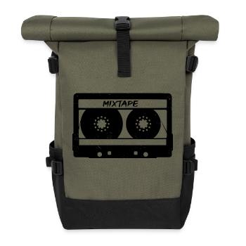 Mixtape Kassette Tape - Rolltop Rucksack - Olive/Schwarz - Vorne