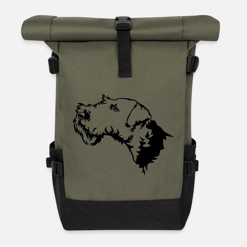 Welsh Terrier - Roll Top Backpack - olive/black