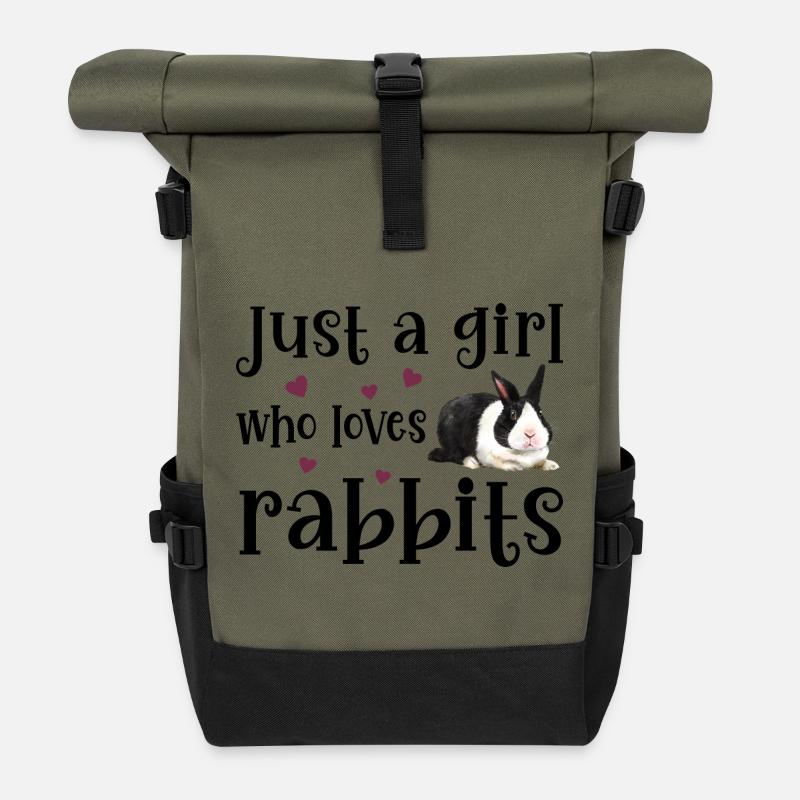 Hase Kaninchen - Rolltop Rucksack - Olive/Schwarz