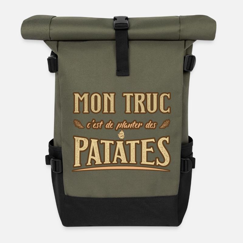 Mon truc c'est de planter des patates humour - Sac à dos roll top - olive/noir