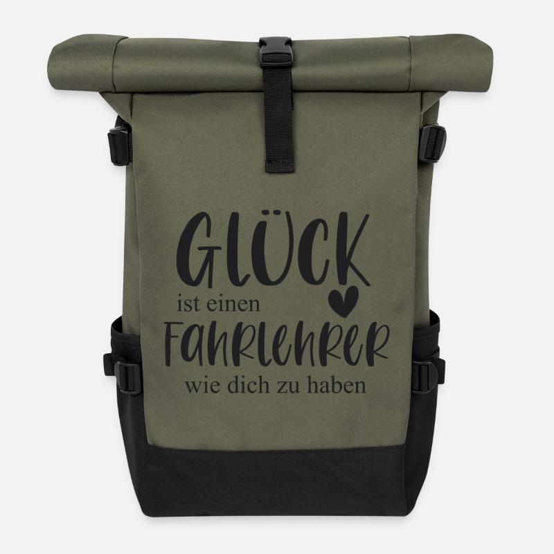 Fahrlehrer Glück Bedanken Führerschein Geschenk - Rolltop Rucksack - Olive/Schwarz