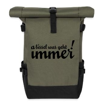 A bissel was geht immer! Bei uns in Minga! - Rolltop Rucksack - Olive/Schwarz - Vorne