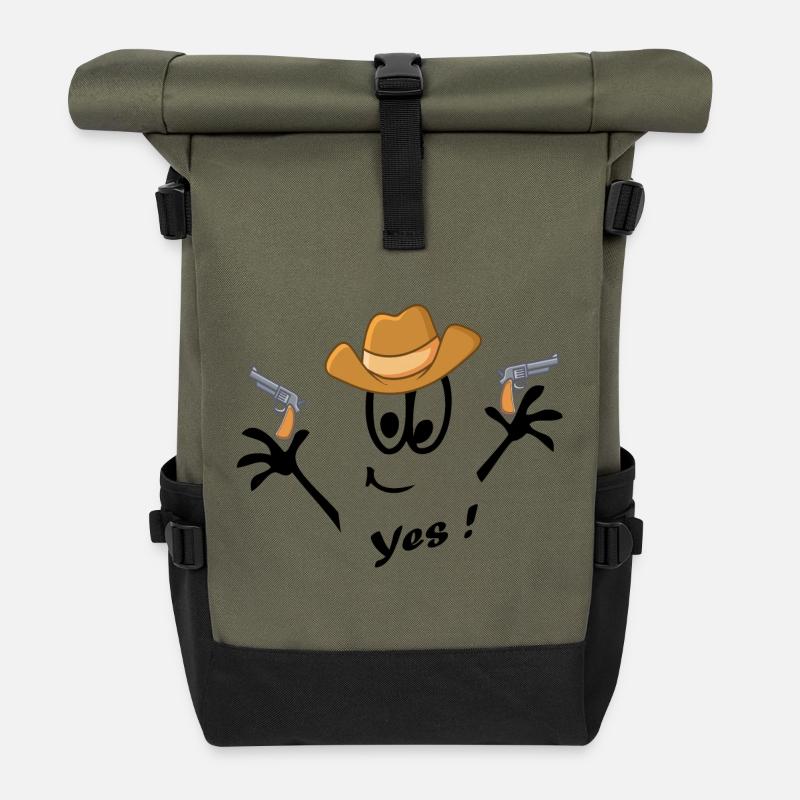 Cowboy, Karneval, Comic - Rolltop Rucksack - Olive/Schwarz