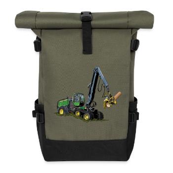 Harvester, Holzerntemaschine - Rolltop Rucksack - Olive/Schwarz - Vorne