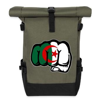 Algerien Flagge Hand Faust - Rolltop Rucksack - Olive/Schwarz - Vorne