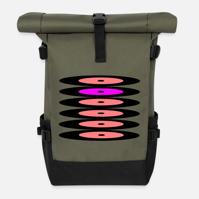 Schallplatten - Rolltop Rucksack - Olive/Schwarz